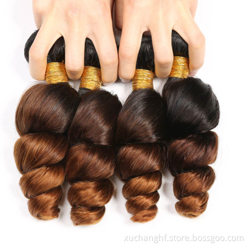 cuticle aligned hair Ombre 3tone Loose Wave bundle hair vendors raw indian hair Extension For Black Women